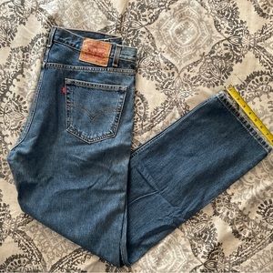 Levis 505 36X32 Jeans Men's Medium Wash Regular Fit Straight Leg Denim Zip Fly